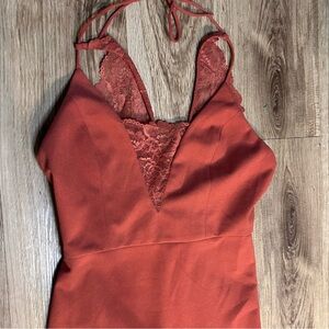 LUSH bodycon rust mini dress